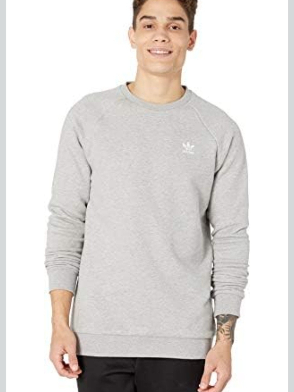 Adidas Men's Grey Crewneck Sweatshirt